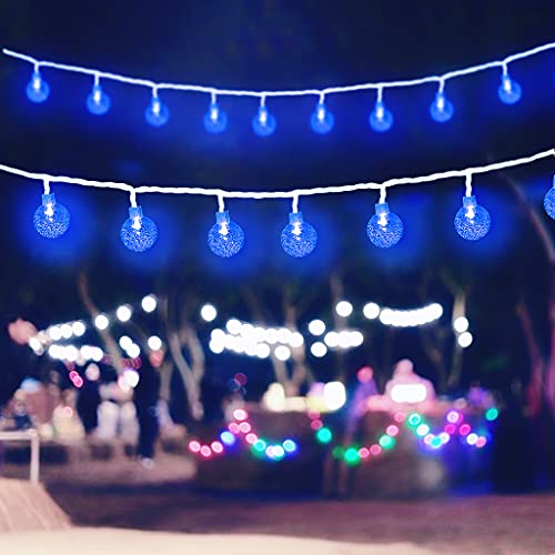 YZIXNUY Solar String Lights Outdoor Waterproof, 30.2FT 60 LED Crystal Globe Fairy Lights Solar Powered& USB Plug-in Powered with 8 Lighting Modes for Indoor Outdoor Party Home Backyard Wedding (Blue) | The Storepaperoomates Retail Market - Fast Affordable Shopping
