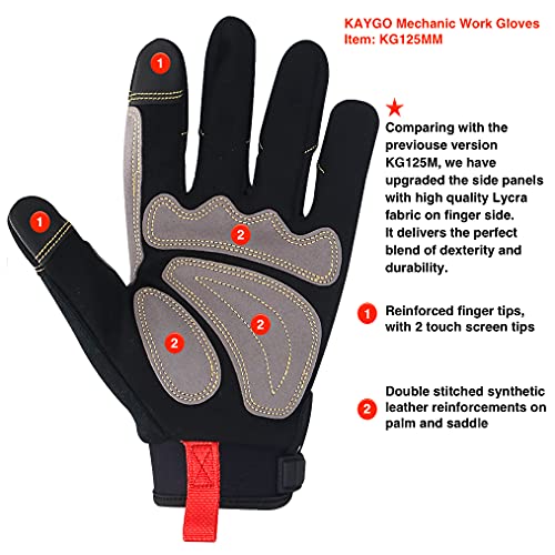 Work Gloves For Men, KAYGO KG125M Mechanics gloves for All Purpose,Excellent Grip,Heavy Duty,Improved Dexterity,Touch Screen | The Storepaperoomates Retail Market - Fast Affordable Shopping