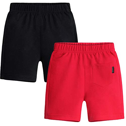 qtGLB Boys Shorts 2 Pack with Back Pocket, 100% Cotton Athletic Running Sports for Little Kids Toddler 1-10T | The Storepaperoomates Retail Market - Fast Affordable Shopping