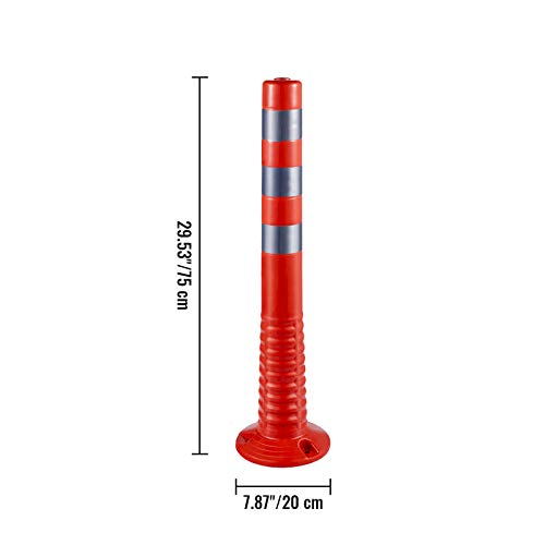 VEVOR Traffic Delineator, 6 PCS Posts Channelizer Cone, Delineator Post Kit 30” in Height, PU Traffic Post, Orange Safety Cones, Portable Spring Posts with Base, Barrier Cones with Reflective Bands | The Storepaperoomates Retail Market - Fast Affordable Shopping