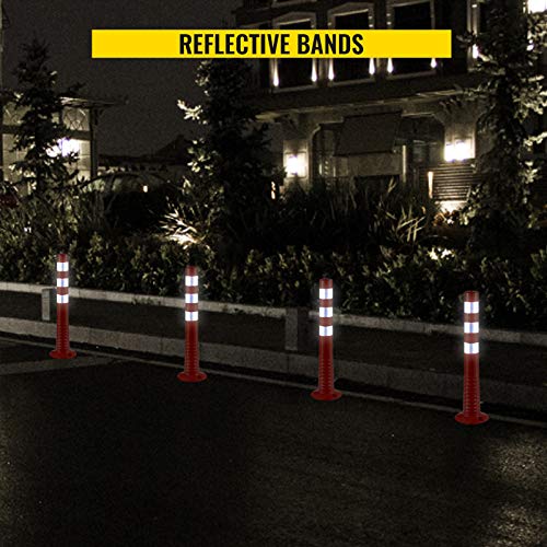 VEVOR Traffic Delineator, 6 PCS Posts Channelizer Cone, Delineator Post Kit 30” in Height, PU Traffic Post, Orange Safety Cones, Portable Spring Posts with Base, Barrier Cones with Reflective Bands | The Storepaperoomates Retail Market - Fast Affordable Shopping