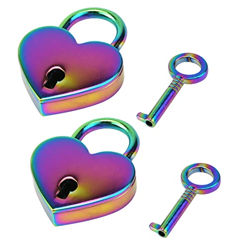 T Tulead Heart Shape Padlock Mini Padlocks Zinc Alloy Locks Notebook Locks Colorful Padlock Pack of 2 with Keys