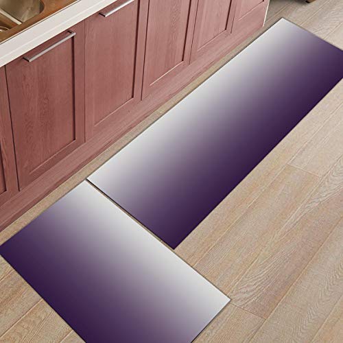 BestLives Kitchen Rug Set of 2 Piece, Gradual Color Purple and Grey Floor Mats Non-Slip Area Runner Carpet Washable Carpet Indoor Doormat Pad Sets, Ombre Design 15.7×23.6in+15.7×47.2in | The Storepaperoomates Retail Market - Fast Affordable Shopping