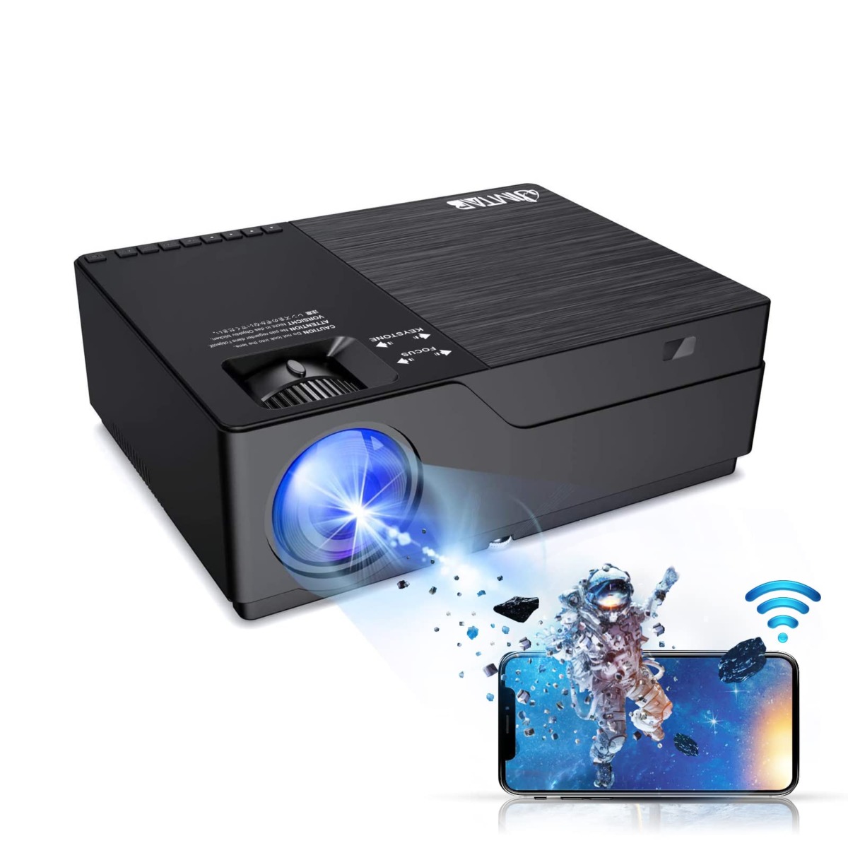 JIMTAB M18 PRO Native 1080P Video Projector,WiFi HD Projector Support AV,VGA,USB,HDMI, Compatible with Xbox,Laptop,iPhone and Android for Academic Display and Home Theater (Metallic Black(M18 Pro)) | The Storepaperoomates Retail Market - Fast Affordable Shopping