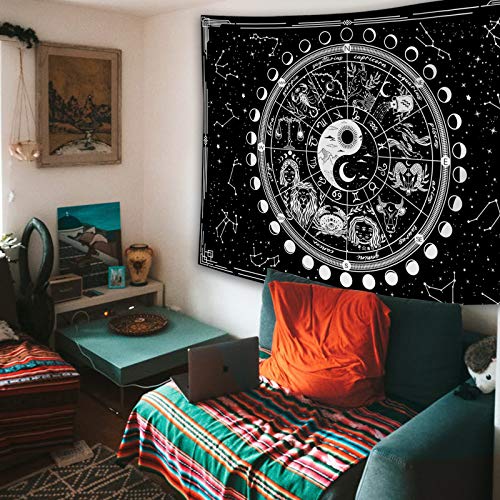Kanuyee Twelve Constellation Tapestry,Black and White ，Sun and Moon ，Yin and Yang Tapestry Mystic Wall Hanging Tapestry for Home Decor (35″x47″) | The Storepaperoomates Retail Market - Fast Affordable Shopping
