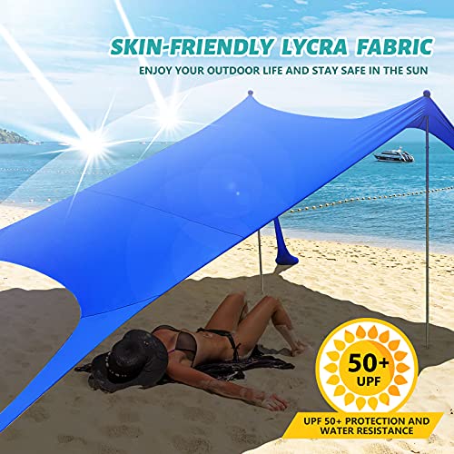 PETNOZ Beach Tent Canopy Sun Shade UPF50+, Easy Pop Up Anti-Wind Sun Shelter with Stability Poles/Carry Bag/Ground Pegs/Sand Shovel, Portable Sunshade for Beach Camping (Navy Blue, 7.5×7.5 FT 2 Pole) | The Storepaperoomates Retail Market - Fast Affordable Shopping