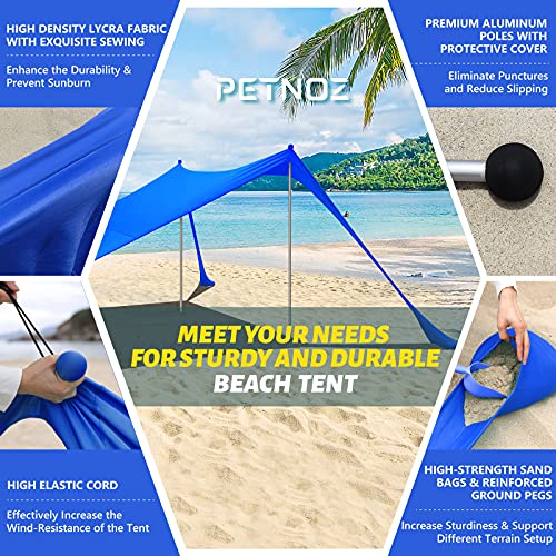 PETNOZ Beach Tent Canopy Sun Shade UPF50+, Easy Pop Up Anti-Wind Sun Shelter with Stability Poles/Carry Bag/Ground Pegs/Sand Shovel, Portable Sunshade for Beach Camping (Navy Blue, 7.5×7.5 FT 2 Pole) | The Storepaperoomates Retail Market - Fast Affordable Shopping