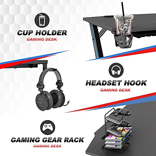 GALAXHERO 43.3“ Pro Gaming Desk, Gamer Computer Desk with Headphone Hook and Cup Holder, Home Office PC Workstation for E-Sports Use, Free XL Mouse Pad, Black&Blue, GX-A | The Storepaperoomates Retail Market - Fast Affordable Shopping