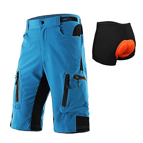Men’s Summer Cycling Shorts Padded Mountain Bike Underwear Outdoor Sports Riding Road MTB Bicycle Short Trousers (Blue, Large) | The Storepaperoomates Retail Market - Fast Affordable Shopping