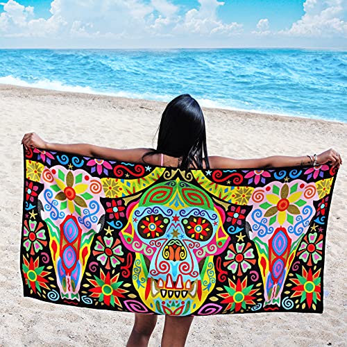 Microfiber Sand Free Beach Towel Super Absorbent Lightweight ThinTowel Blanket for Travel Pool Swimming Bath Camping Yoga Girl Women Men Square Special-Shaped Towel (71 Bull Skull) | The Storepaperoomates Retail Market - Fast Affordable Shopping