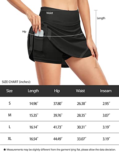 Fulbelle Skorts Skirts for Women,Women Quick Dry High Waisted Elastic Double Layer Summer Athletic Tennis Golf Skort Running Cycling Shorts with Side Pockets Black Small | The Storepaperoomates Retail Market - Fast Affordable Shopping