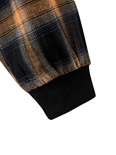 Verdusa Women’s Spliced Plaid Long Sleeve Drawstring Hoodie Top Sweatshirt Plaid Black L | The Storepaperoomates Retail Market - Fast Affordable Shopping