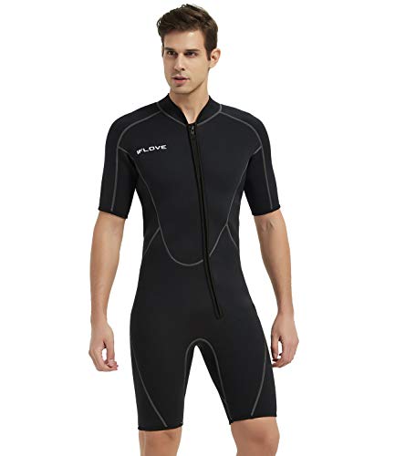 IFLOVE 3mm Shorty Wetsuit for Men Neoprene Diving Suit Front Zip Wetsuit for Diving Snorkeling Surfing, XX-Large | The Storepaperoomates Retail Market - Fast Affordable Shopping
