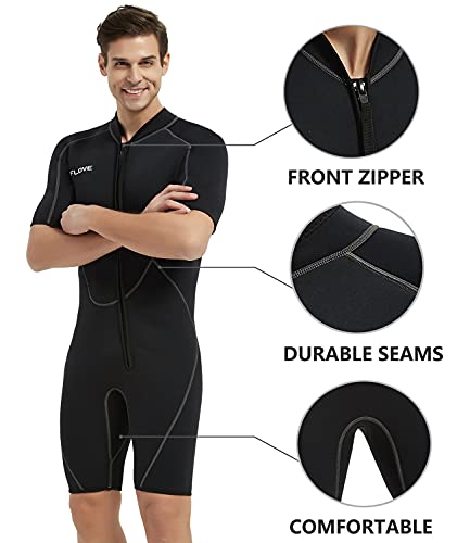 IFLOVE 3mm Shorty Wetsuit for Men Neoprene Diving Suit Front Zip Wetsuit for Diving Snorkeling Surfing, XX-Large | The Storepaperoomates Retail Market - Fast Affordable Shopping