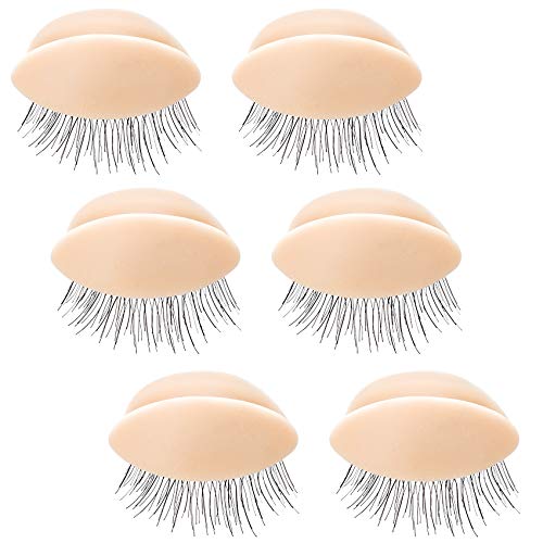 ANCIRS 1 Box 3 Pairs Replacement Eyelids for Mannequin Head, Silicone Rubber Removable Realistic Eyelids for Eyelash Training Practice Makeup Extension