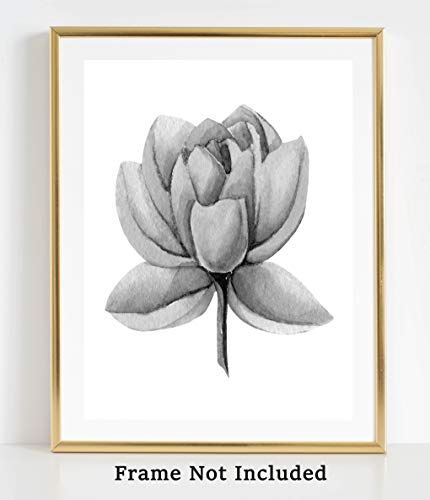 Lotus Flower Wall Art Print – 11×14 UNFRAMED, Minimalist Floral Decor – A Neutral, Contemporary Look for Any Room. Shades of Black, Gray and White. | The Storepaperoomates Retail Market - Fast Affordable Shopping