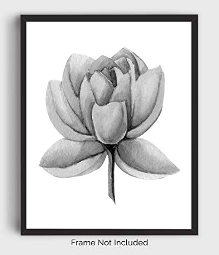 Lotus Flower Wall Art Print – 11×14 UNFRAMED, Minimalist Floral Decor – A Neutral, Contemporary Look for Any Room. Shades of Black, Gray and White. | The Storepaperoomates Retail Market - Fast Affordable Shopping