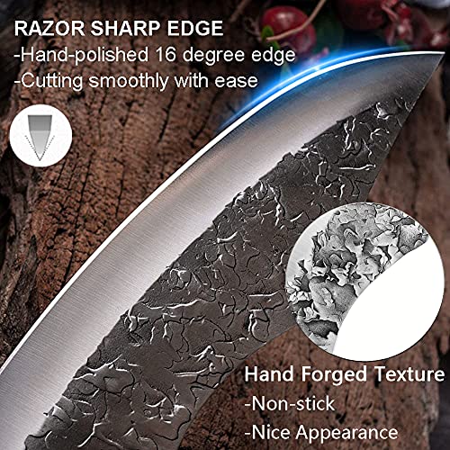 Huusk Hand Forged Butcher Knife High Carbon Steel Boning Knives Kitchen Vegetable Meat Cleaver Outdoor Chef Knife Multipurpose Breaking Skinning Fillet Knife for Barbecue, BBQ, Camping | The Storepaperoomates Retail Market - Fast Affordable Shopping
