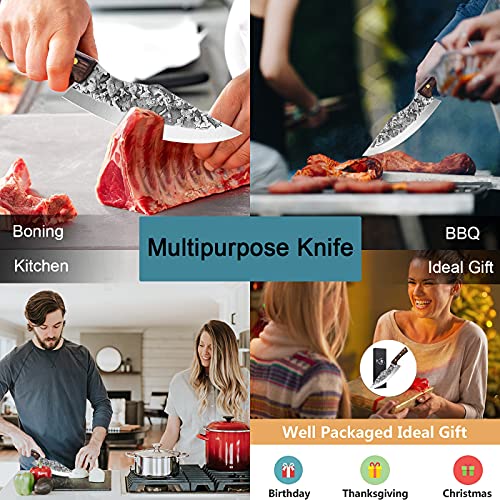 Huusk Hand Forged Butcher Knife High Carbon Steel Boning Knives Kitchen Vegetable Meat Cleaver Outdoor Chef Knife Multipurpose Breaking Skinning Fillet Knife for Barbecue, BBQ, Camping | The Storepaperoomates Retail Market - Fast Affordable Shopping