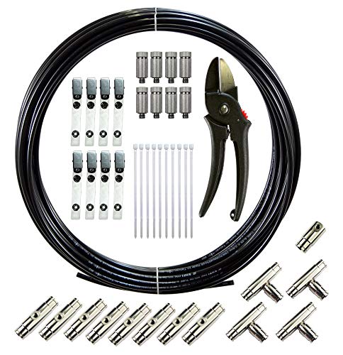 HydroMist 1/4 Inch High-Pressure Hose Kit with 8 Nozzles, Mist Line Kit, 50 Ft. Nylon Hose, Tube Cutter, Used to Cut and Assemble High-Pressure Tubing and Fittings, Black | The Storepaperoomates Retail Market - Fast Affordable Shopping