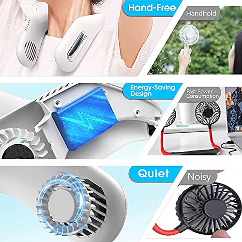 DEWANG Portable Neck Fan Bladeless Fan – Battery Operated Fan Rechargeable Hand Free Personal Hanging Neck Fan With 3 Speed Small Fan for Outdoor Working Sports Travel Cooling | The Storepaperoomates Retail Market - Fast Affordable Shopping