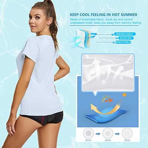 MEETYOO Womens Short Sleeve Rash Guard Swim, Quick Dry Outdoor Sun Protection T-Shirt, White | The Storepaperoomates Retail Market - Fast Affordable Shopping