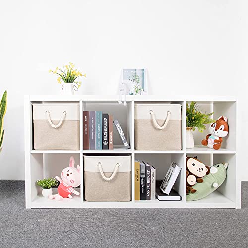 AUGSMIAR Foldable Cube Storage Bins, 13 x 13 x 13” Storage Baskets with Handles, Linen Cotton & TC Fabric, for Shelf Closet Cabinet Nursery Home Office Organizing – (3 Pack, Khaki & Ivory) | The Storepaperoomates Retail Market - Fast Affordable Shopping