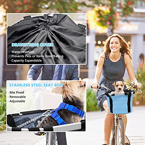 MATTISAM Bike Basket Front Handlebar, Quick Release Bicycle Basket Multi-Purpose Detachable Folding Small Pet Carrier Easy Install Bike Basket for Commuting Shopping Camping | The Storepaperoomates Retail Market - Fast Affordable Shopping