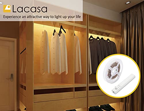 Lacasa Motion Activated LED Light Strip 60″ 1.5M, Battery Powered Motion Sensor Closet Lights, Warm White, Auto or Switch On/Off, for Kitchen Under Cabinet, Wardrobe, Cupboard, Bathroom | The Storepaperoomates Retail Market - Fast Affordable Shopping