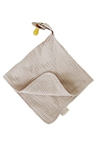 Marlowe & Co Organic Cotton Muslin Baby Blanket with Snap Closure, 100% Organic Cotton Muslin Lovey Blanket with Holder, Blanket Only (Natural Sand) | The Storepaperoomates Retail Market - Fast Affordable Shopping