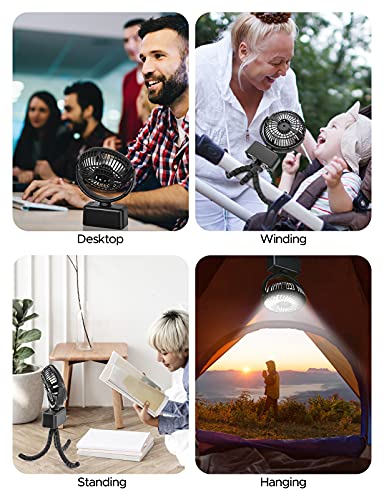 Oscillating Stroller Fan, 5000mAh Rechargeable Camping Fan, Multifunctional USB Desk Fan – Removable Flexible Octopus Tripod with Hanging Hook,3 Speed&LED Light for Stroller/Tents /Gym… | The Storepaperoomates Retail Market - Fast Affordable Shopping