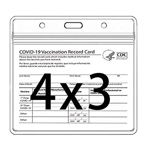 Teetown Vaccine Card Holder,CDC Vaccination Card Protector 4 X 3 Inches Immunization Record Vaccine Cards Holder Clear Vinyl Plastic Sleeve with Waterproof Type Resealable Zip(5 Pack)