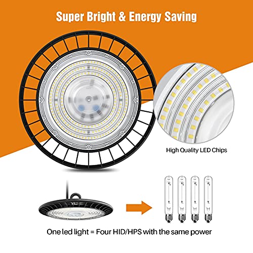 CT CAPETRONIX High Bay LED Shop Lights 100W 5000K 110V 250W HID/HPS Equivalent 13,000LM, 5’ Cable with 110V Plug, Hanging Hook, 120° Beam Angle, CRI>80 LED High Bay Light for Gym Garage Shop | The Storepaperoomates Retail Market - Fast Affordable Shopping