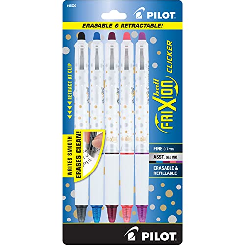 PILOT FriXion Clicker Erasable Design Collection Dots, Refillable & Retractable Gel Ink Pens, Fine Point (0.7mm), Assorted Ink, 5-Pack (15220) | The Storepaperoomates Retail Market - Fast Affordable Shopping