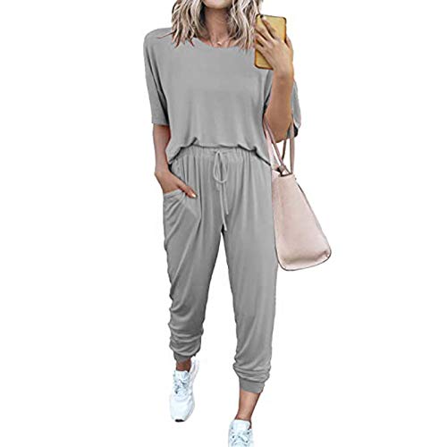 ACOSAP Women Two Piece Outfit Short Sleeve Tops and Drawstring Long Pants Tracksuits