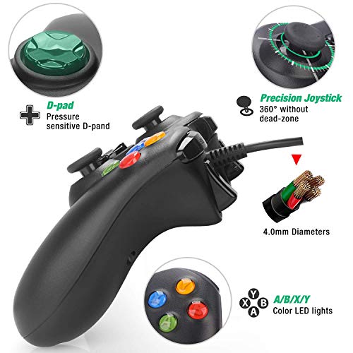 Wired Controller for Xbox 360, USB PC Game Controller Gamepad Joystick for Microsoft Xbox 360, PC Windows 7,8,10 (Black) (Renewed) | The Storepaperoomates Retail Market - Fast Affordable Shopping