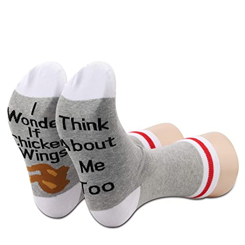 PXTIDY 2 Pairs Chicken Hot Wings Socks Chicken Lover Gifts I Wonder If Chicken Hot Wings Think About Me Too Novelty Socks Fried Food Lover Chicken Gifts | The Storepaperoomates Retail Market - Fast Affordable Shopping