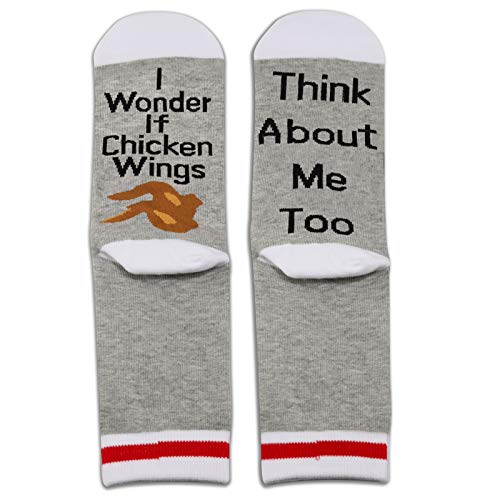 PXTIDY 2 Pairs Chicken Hot Wings Socks Chicken Lover Gifts I Wonder If Chicken Hot Wings Think About Me Too Novelty Socks Fried Food Lover Chicken Gifts | The Storepaperoomates Retail Market - Fast Affordable Shopping