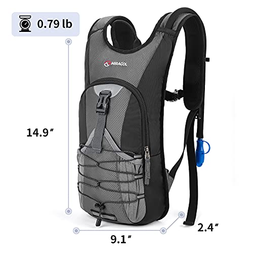 MIRACOL Hydration Backpack with 2L BPA Free Water Bladder, Lightweight Insulated Water Backpack for Running Hiking Cycling Camping Hunting, Small Hydration Pack Fits Men Women & Kids(Dark Grey) | The Storepaperoomates Retail Market - Fast Affordable Shopping
