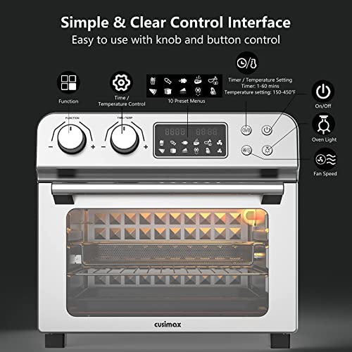 10-in-1 Convection Oven, CUSIMAX 24 Quart Large Air Fryer Toaster Oven, Countertop Oven with Rotisserie and Dehydrator, 6 Accessories & Recipes, Digital Controls, 1700W | The Storepaperoomates Retail Market - Fast Affordable Shopping