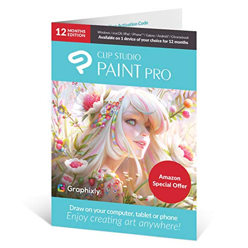 CLIP STUDIO PAINT PRO with Bonus Brushes | 12 Months Edition | 1 Device | PC, macOS, iPad, iPhone, Galaxy, Android, Chromebook [Keycard] | The Storepaperoomates Retail Market - Fast Affordable Shopping