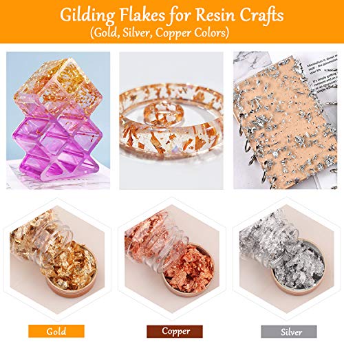 6 Boxes Gilding Flakes, Gold Foil Flakes for Resin, Gold Leaf Gilding Flakes Metallic Foil Flakes with Tweezers for Painting Arts and Resin Crafts, Nail Art (Gold, Silver, Copper, Red, Blue, Purple) | The Storepaperoomates Retail Market - Fast Affordable Shopping