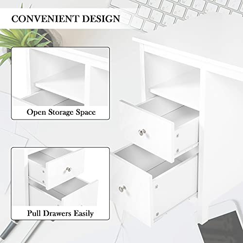 Yokstore 47 Inch Writing Desk with Storage Cabinet for Home Office, Wood Computer Desk with Drawers, Modern Student Study Desk, PC Laptop Workstation Table, Grey | The Storepaperoomates Retail Market - Fast Affordable Shopping