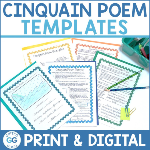 Cinquain Poem Template Pack | Cinquain Activities | Poetry Activity