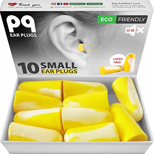 PQ Small Ear Plugs for Sleep – 10 Small Foam Earplugs for Sleeping for Small Ear Canals! Noise Cancelling 32 dB, Sound Blocking, Premium Soft Earplugs for Women and Men, Ear Plugs to Block Snoring | The Storepaperoomates Retail Market - Fast Affordable Shopping