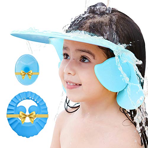 Baby Shower Cap, 3pcs Set Adjustable Silicone Shampoo Bath Cap Safety Visor Bathing Hat and Baby Brush, Protection Bath Cap for Baby Infants Toddlers Kids Children | The Storepaperoomates Retail Market - Fast Affordable Shopping