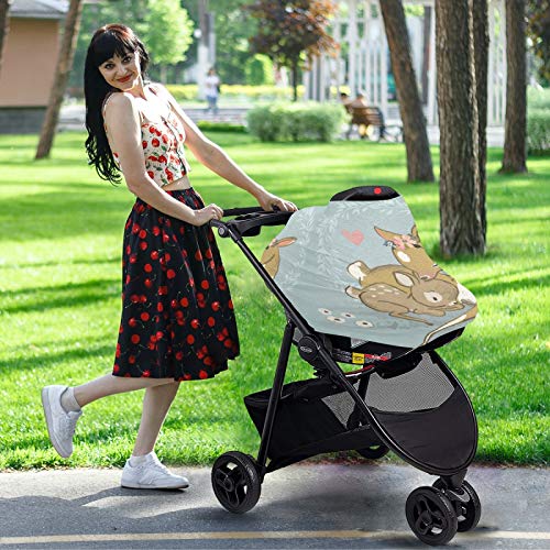 Blueangle Cute Deer with A Child Baby Car Seat Cover Canopy Stretchy Soft Nursing Breastfeeding Cover Multi-Use Breathable Stroller Cover, Mother’s Day Gifts | The Storepaperoomates Retail Market - Fast Affordable Shopping