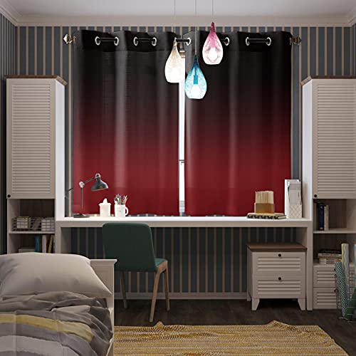Fahome Blackout Curtains Thermal Insulated Noise Reducing for Bedroom, Ombre Room Darking Window Curtain 40 x 63 inches Long 2 Panels Gradient Black and Red | The Storepaperoomates Retail Market - Fast Affordable Shopping