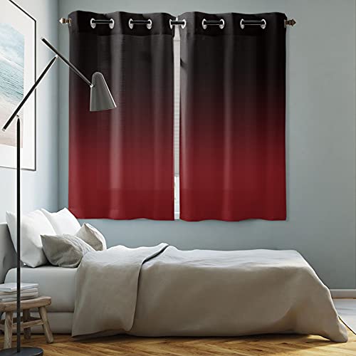 Fahome Blackout Curtains Thermal Insulated Noise Reducing for Bedroom, Ombre Room Darking Window Curtain 40 x 63 inches Long 2 Panels Gradient Black and Red | The Storepaperoomates Retail Market - Fast Affordable Shopping