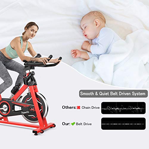GYMAX Indoor Exercise Bike, 30 LBS Flywheel Adjustable Stationary Cycling Bike with LCD Monitor & Water Kettle, Belt Drive Cardio Training Bike for Home Gym | The Storepaperoomates Retail Market - Fast Affordable Shopping